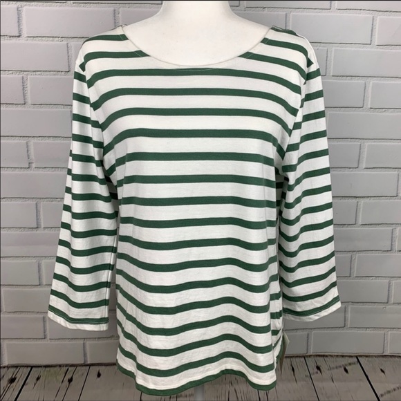 🔥MAISON JULES🔥Striped Top Cut-Out Back Pale Sage/White Large NWT - Picture 2 of 4